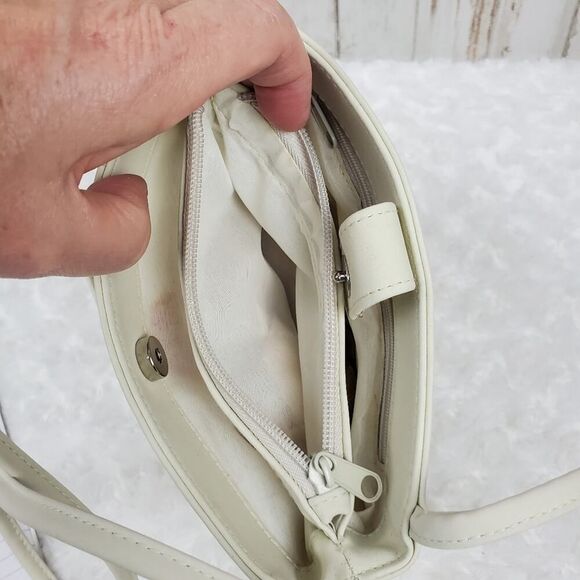 Floral Bead Embellished Handbag Purse Cream - Picture 7 of 10